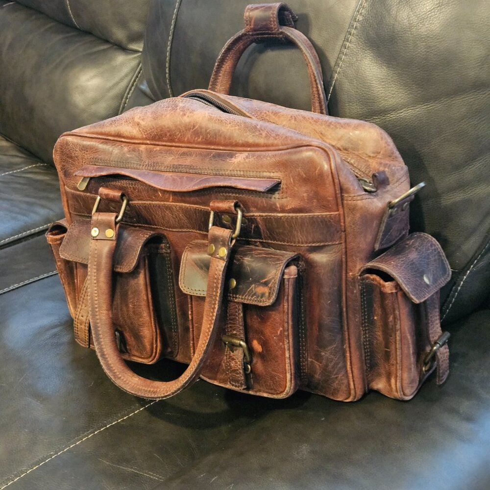 Buffalo Jackson Roosevelt Leather Pilot Bag – Brown – Full-Grain – Gently Used - Picture 5 of 10